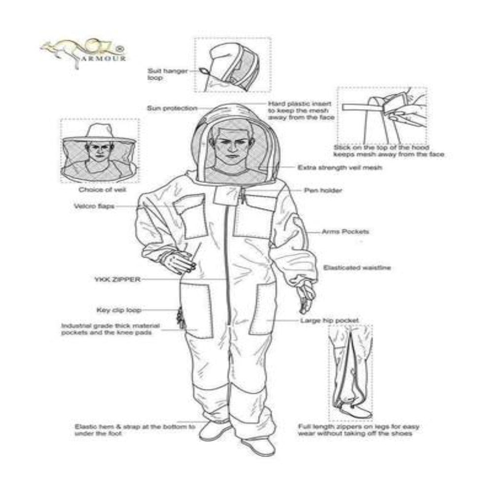 Oz Armour Poly Cotton Semi Ventilated Beekeeping Jacket